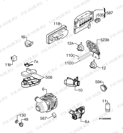 Взрыв-схема посудомоечной машины Electrolux ESF66840W - Схема узла Electrical equipment 268